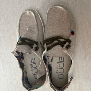 Hey Dude Light Gray Shoes with Patterned Accents